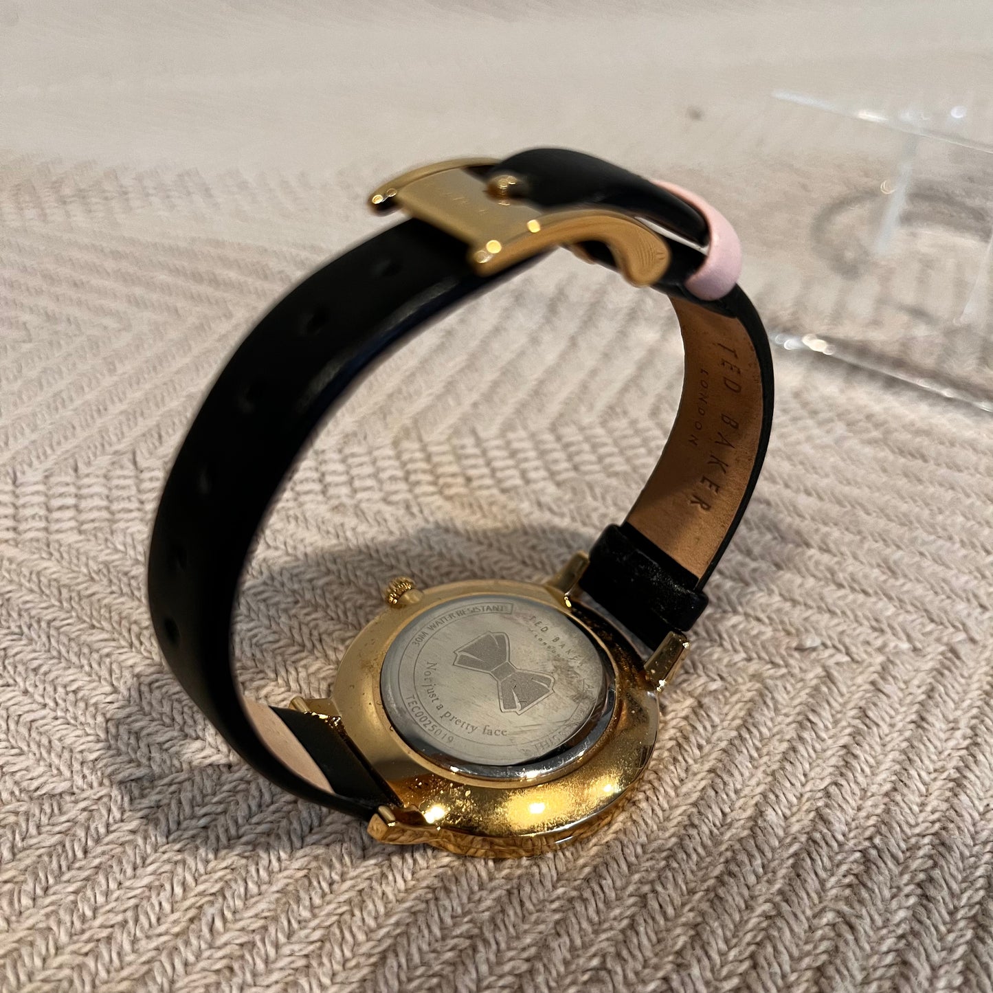 Ted Baker TEC0025019 Women's Black Floral Leather Band Watch Used Works