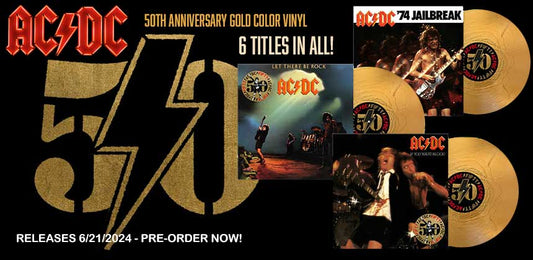 Pre-Order - ALL 6 - AC/DC - Gold 50th Anniversary Vinyl Limited Edition