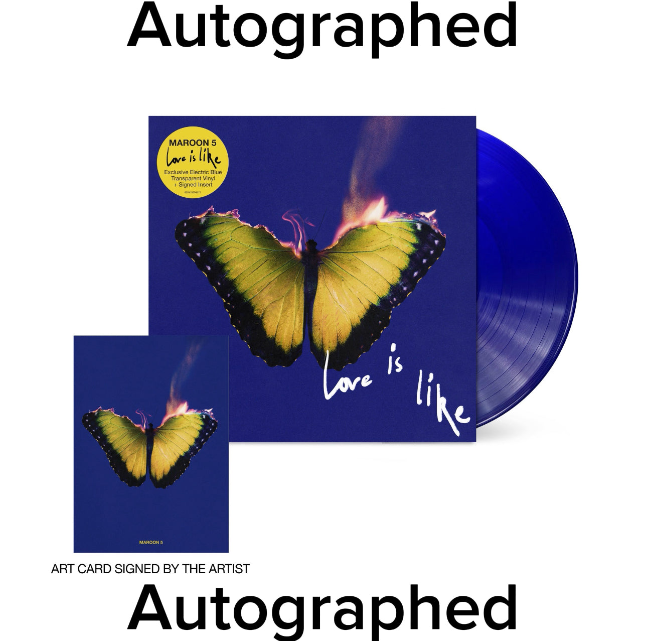 PRE ORDER: "Love Is Like (Autographed)" - (Parental Advisory Explicit Lyrics, Indie Exclusive, Autographed, Limited Edition, Colored Vinyl, Blue, LP) - Maroon 5