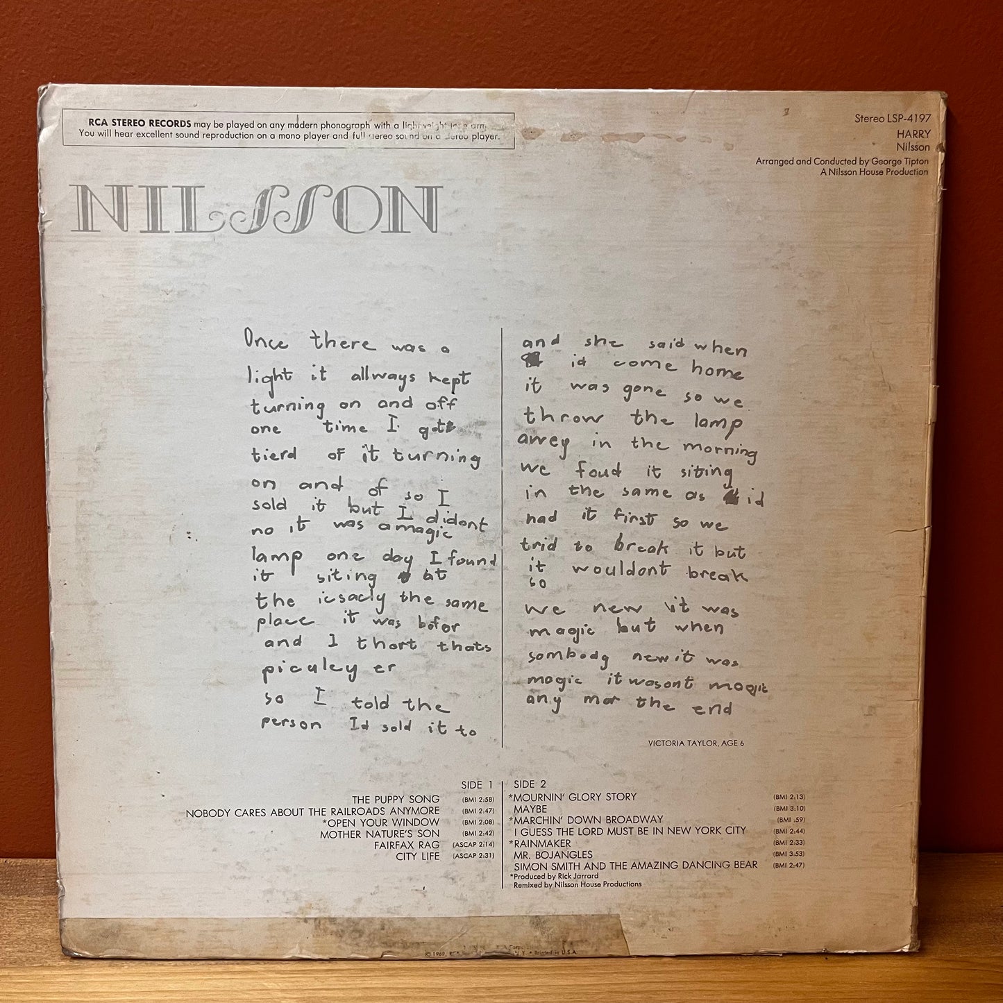 Harry Nilsson LSP-4197 Vinyl Victor STEREO RCA VG Used