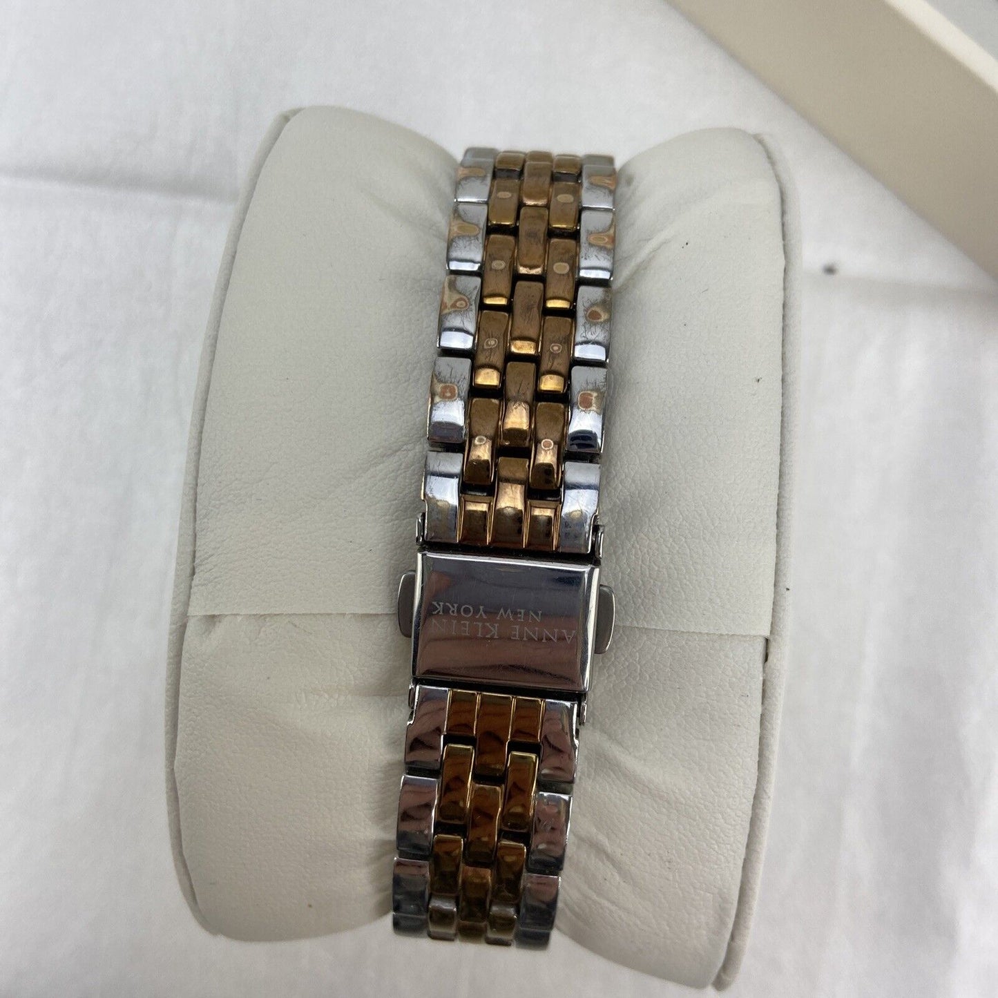 Anne Klein 12/2305MPRT Ladies Rose Two-Tone Crystal Watch Used Broken Crown