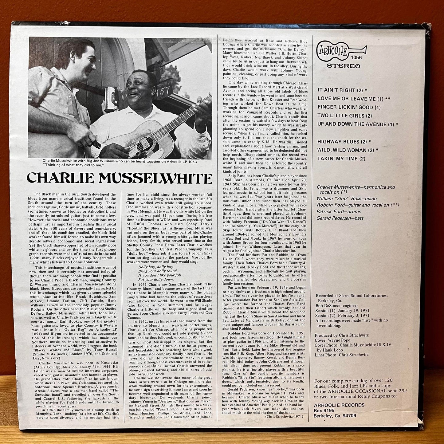 "Takin' My Time" - Charlie Musselwhite Arhoole 1056 Used Vinyl VG