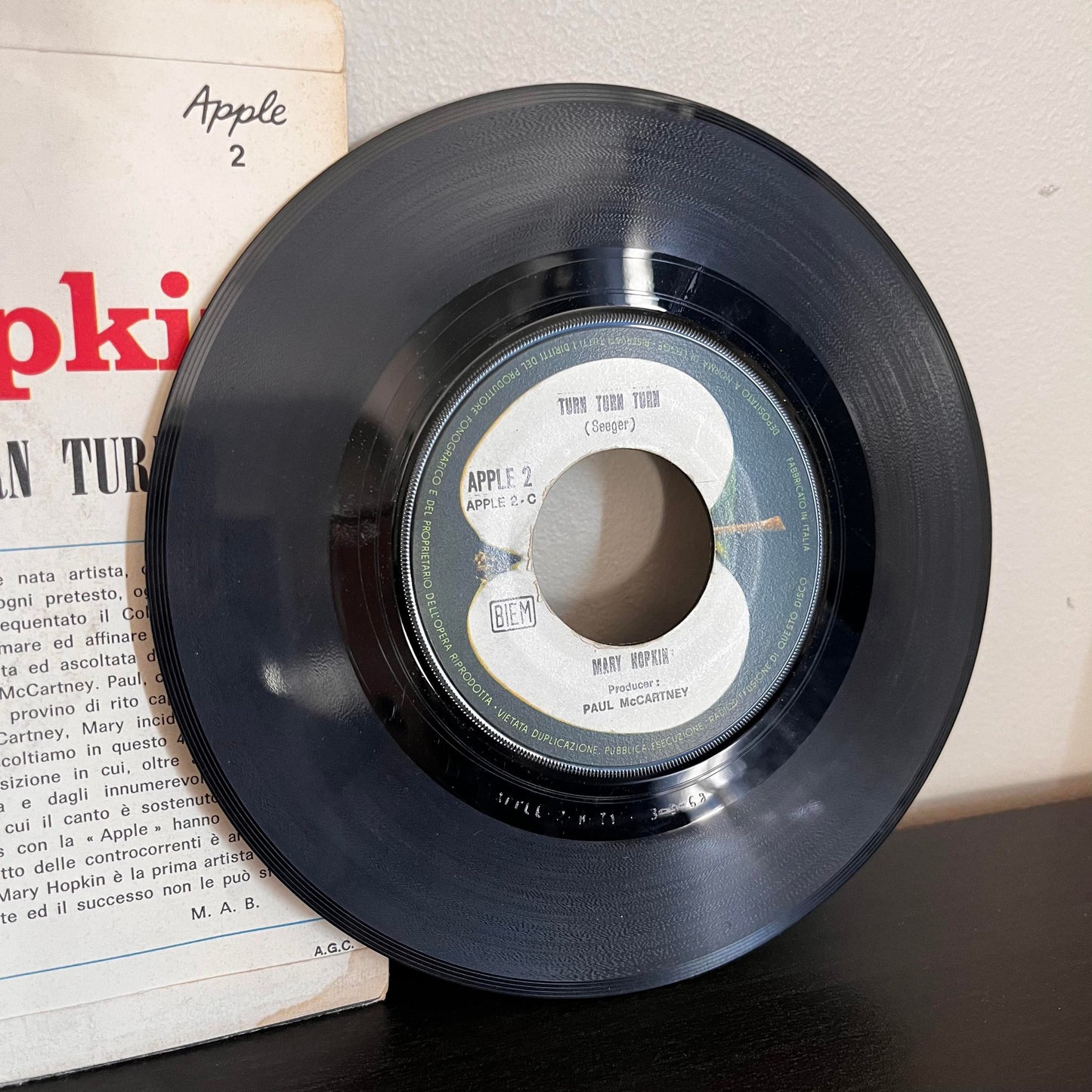 Mary Hopkin Turn Turn Turn/Quelli Erano Giorni 45 RPM Apple 2-C EX/NM With Picture Sleeve