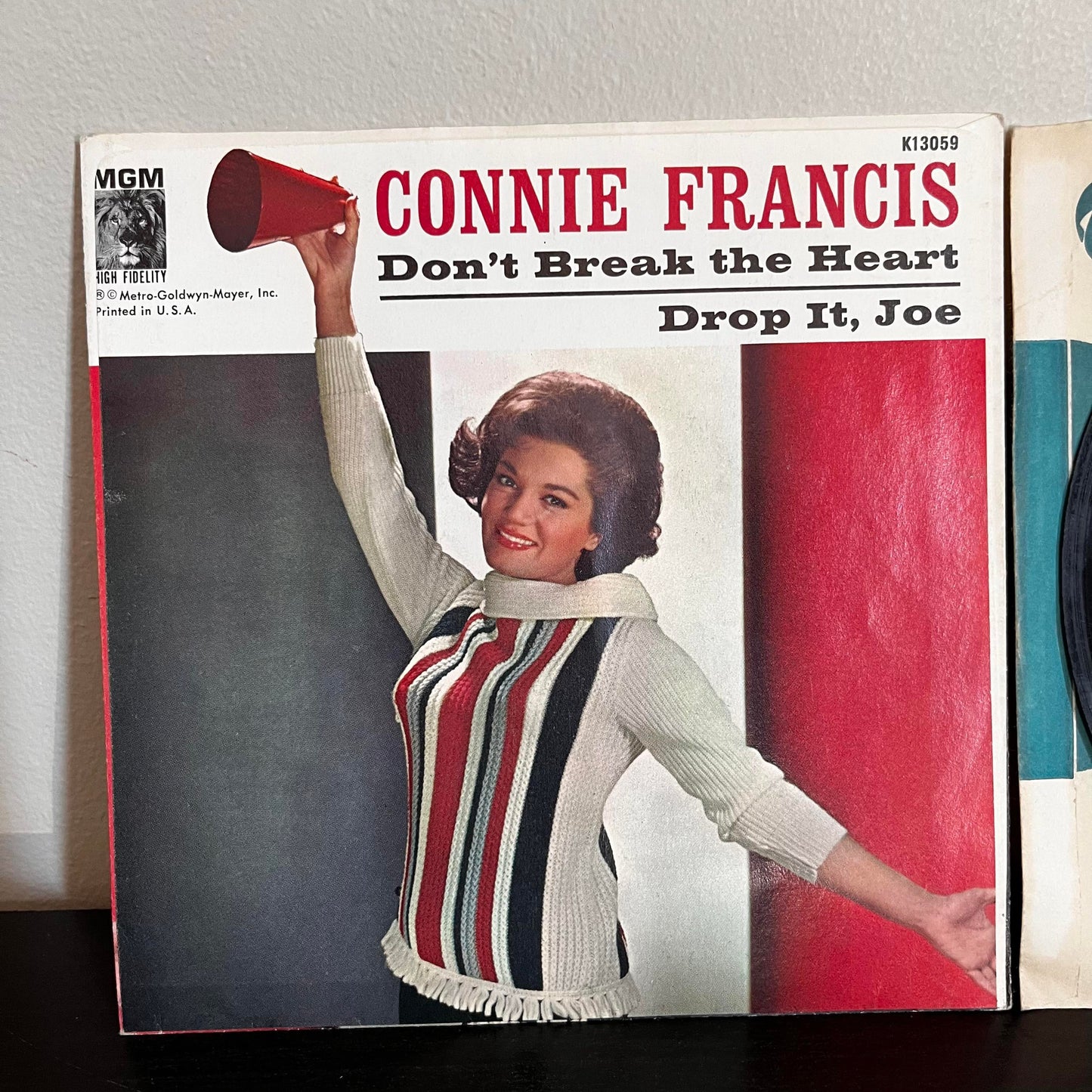 Connie Francis "Don't Break the Heart"/"Drop It, Joe" 45 RPM K13059 MGM VG+/EX