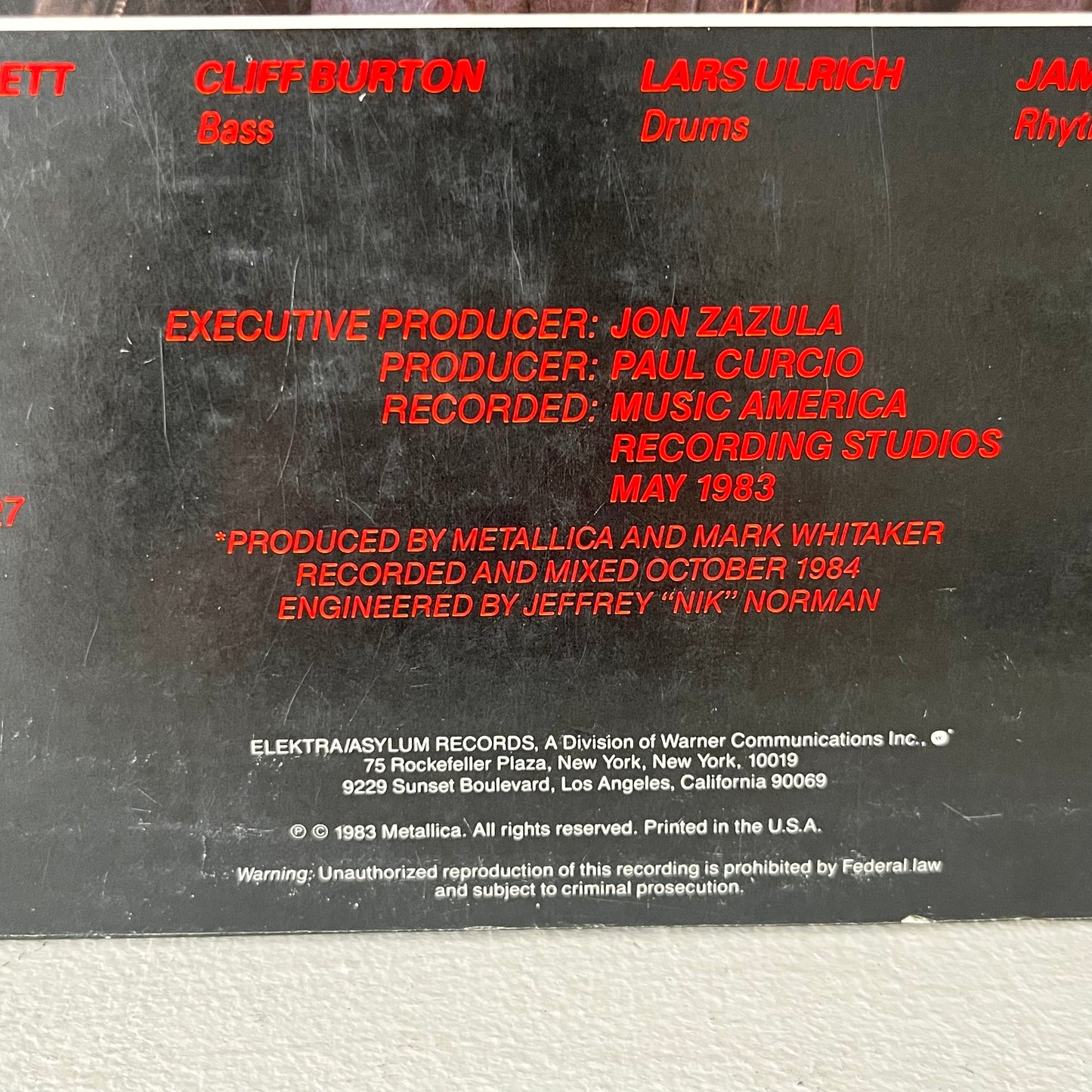 Metallica Kill 'Em All 60766-1 With Lyric Inner Sleeve VG+