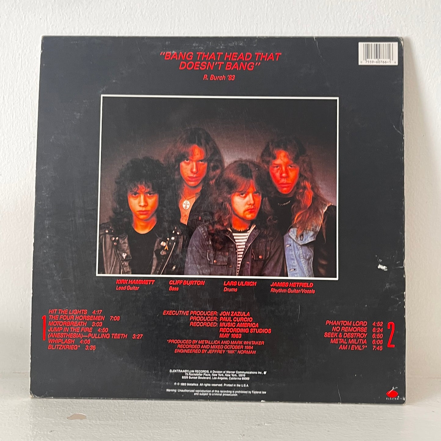 Metallica Kill 'Em All 60766-1 With Lyric Inner Sleeve VG+