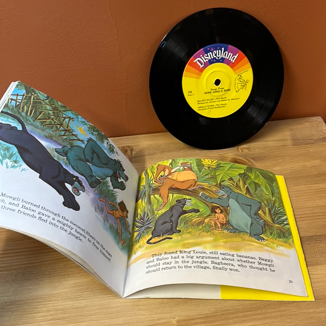 Disneyland Record and Book Lot of 2 More Jungle Book 338 and The Seven Dwarfs 314 VG+