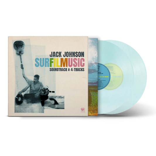 the album cover for Jack Johnson - SURFILMUSIC (Soundtrack & 4-Tracks) [Indie Exclusive Soda Pop Bottle Blue]