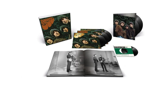 the album cover for The Beatles - Rubber Soul - Special Edition [Super Deluxe 180g 5LP + 7" Vinyl + Book]