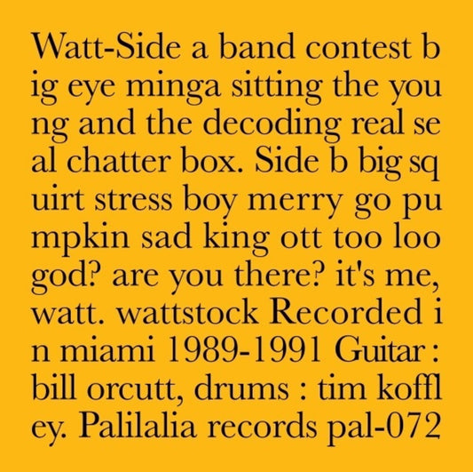the album cover for Watt - Recorded In Miami 1989-1991