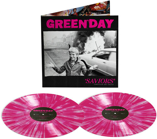 PRE ORDER: " Saviors (édition de luxe)" - (Parental Advisory Explicit Lyrics, Deluxe Edition, Pink & White Colored Vinyl, 2 LP) - Green Day