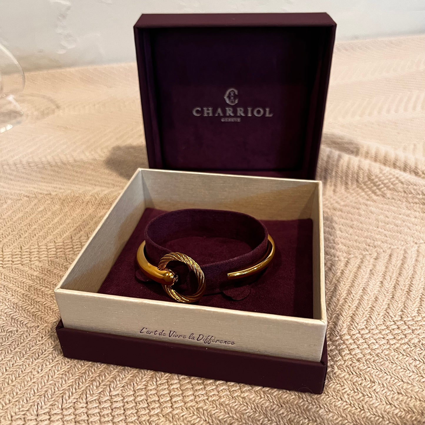 Charriol Infinity Zen Steel Bangle 04-404-1232-0CM Yellow Gold, Size M Used