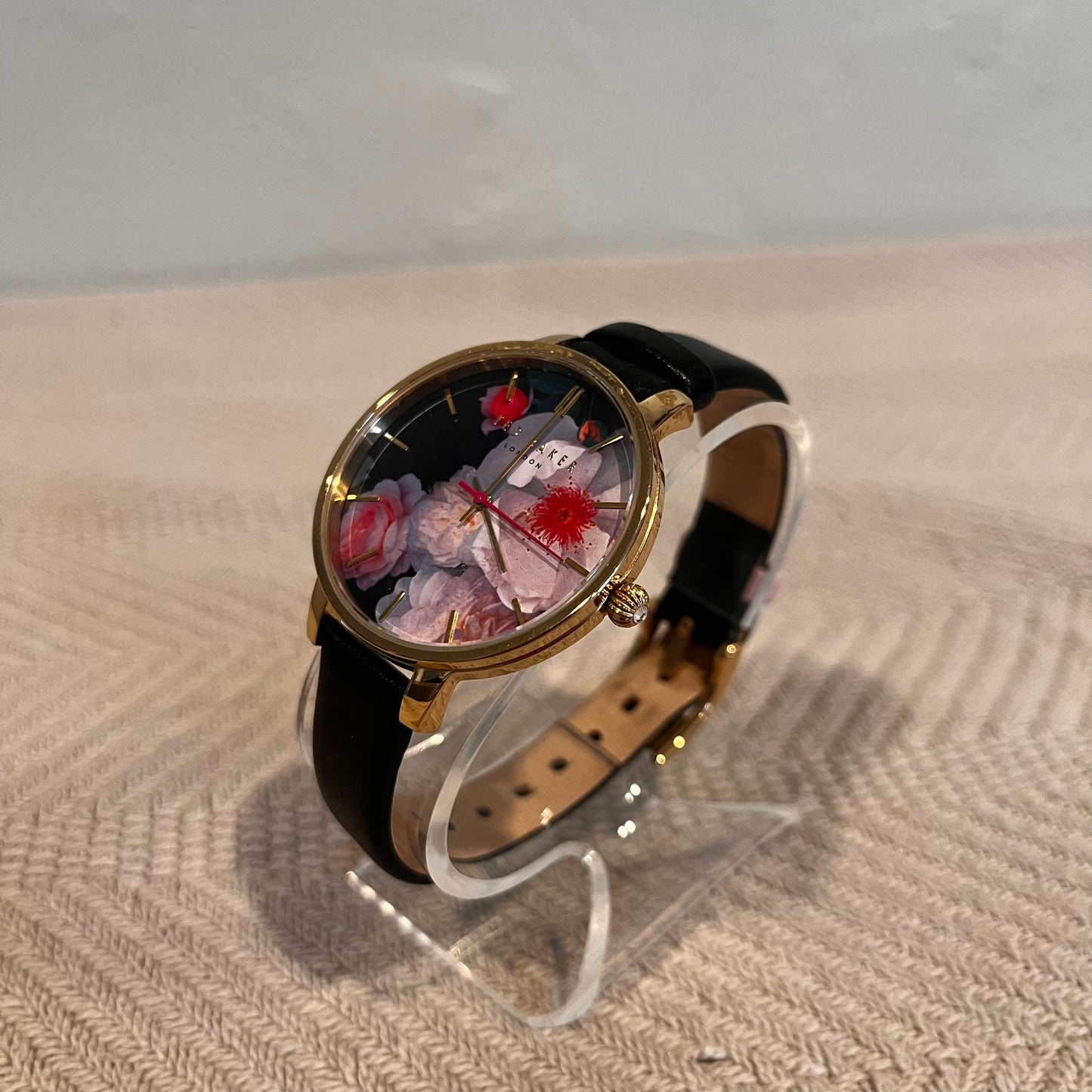 Ted Baker TEC0025019 Women's Black Floral Leather Band Watch Used Works