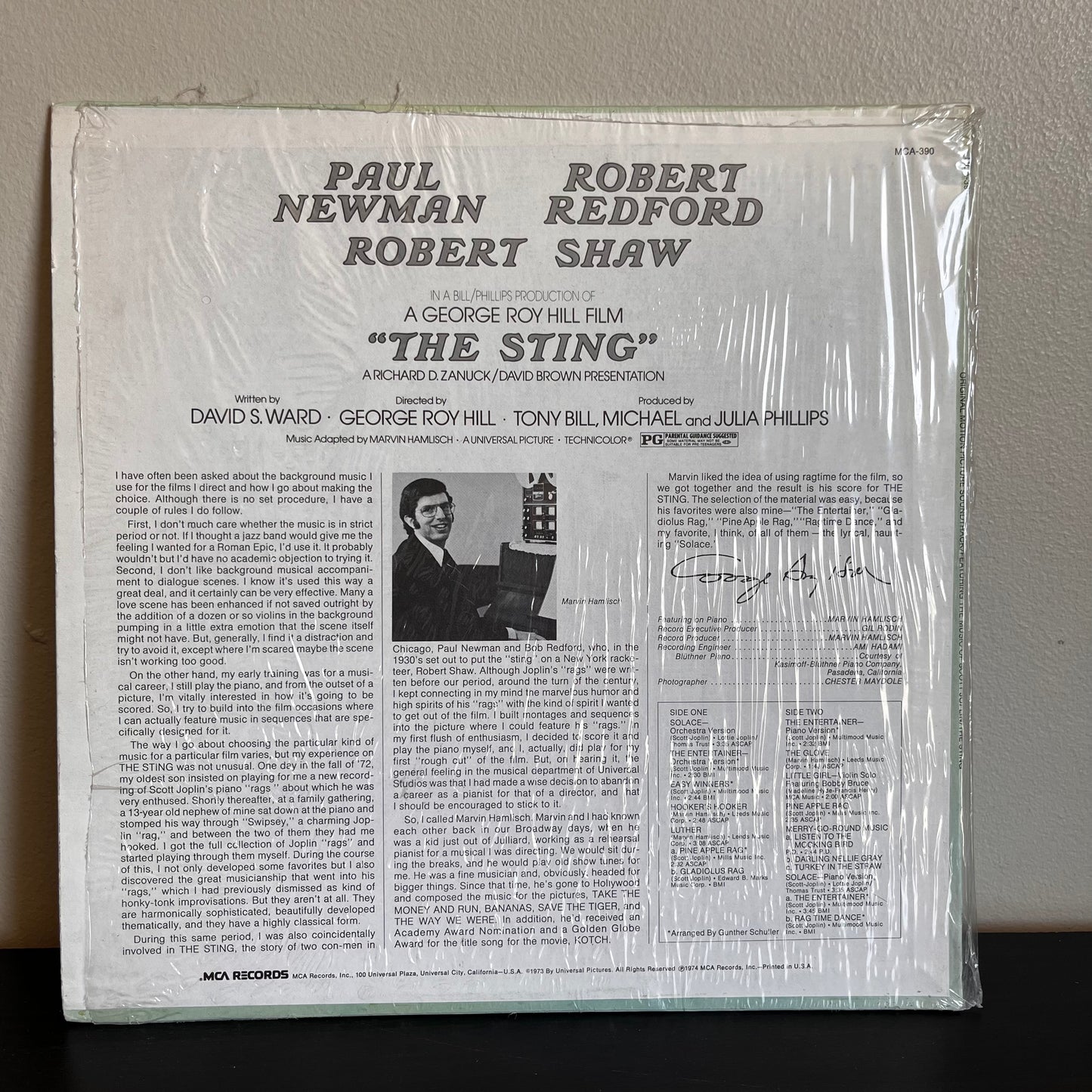 "The Sting" Scott Joplin Used Vinyl VG++ Condition MCA-390 Original Plastic Wrap