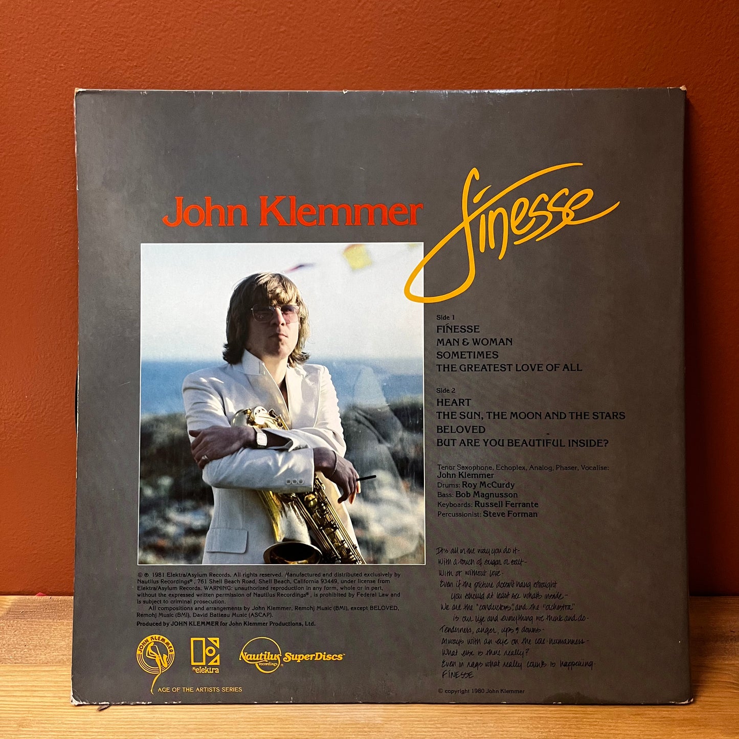 Finesse - John Klemmer Limited Edition Direct-to-disc Recording NR 22 Used VG+/NM Vinyl