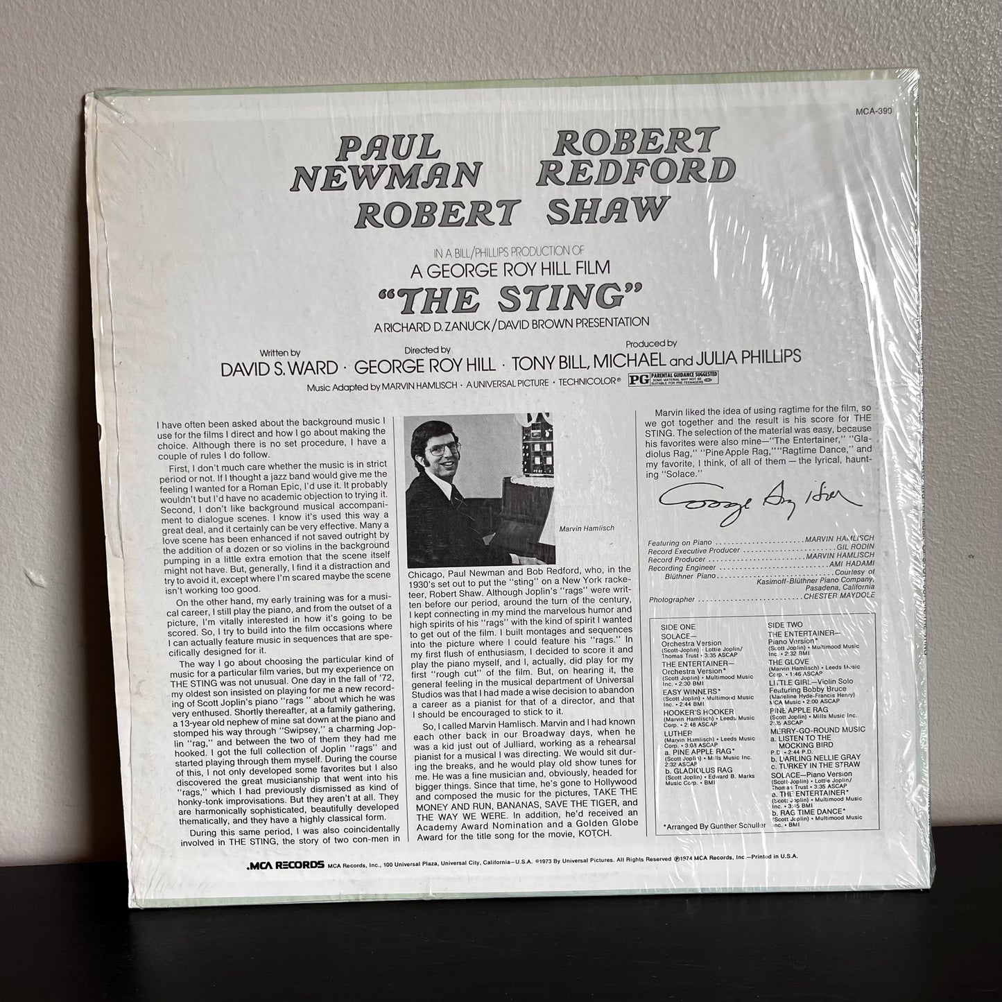"The Sting" Scott Joplin Used Vinyl EX Condition MCA-390 Original Plastic Wrap