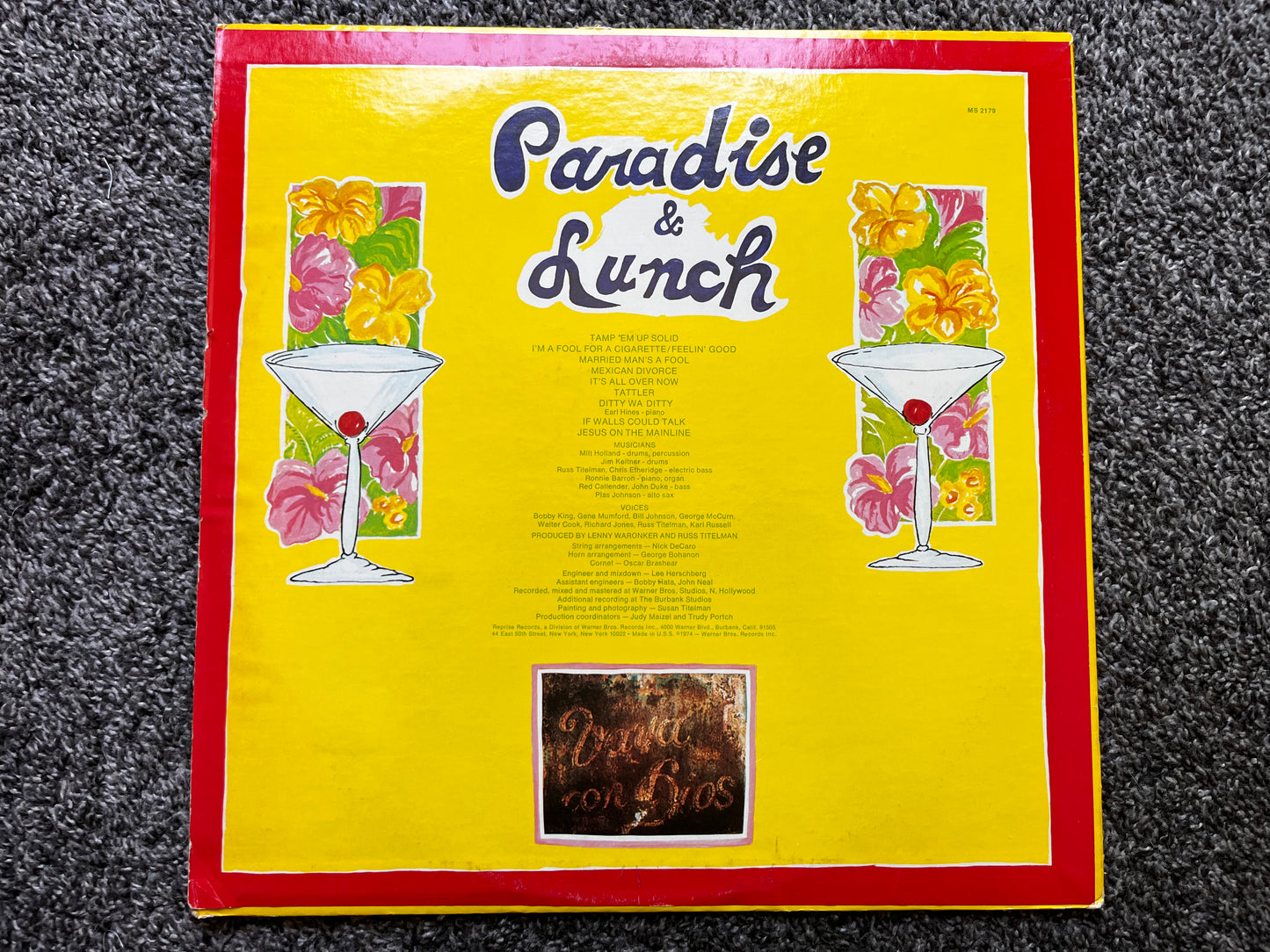 Paradise and Lunch - Ry Cooder Vinyl MS 2179 Used VG+