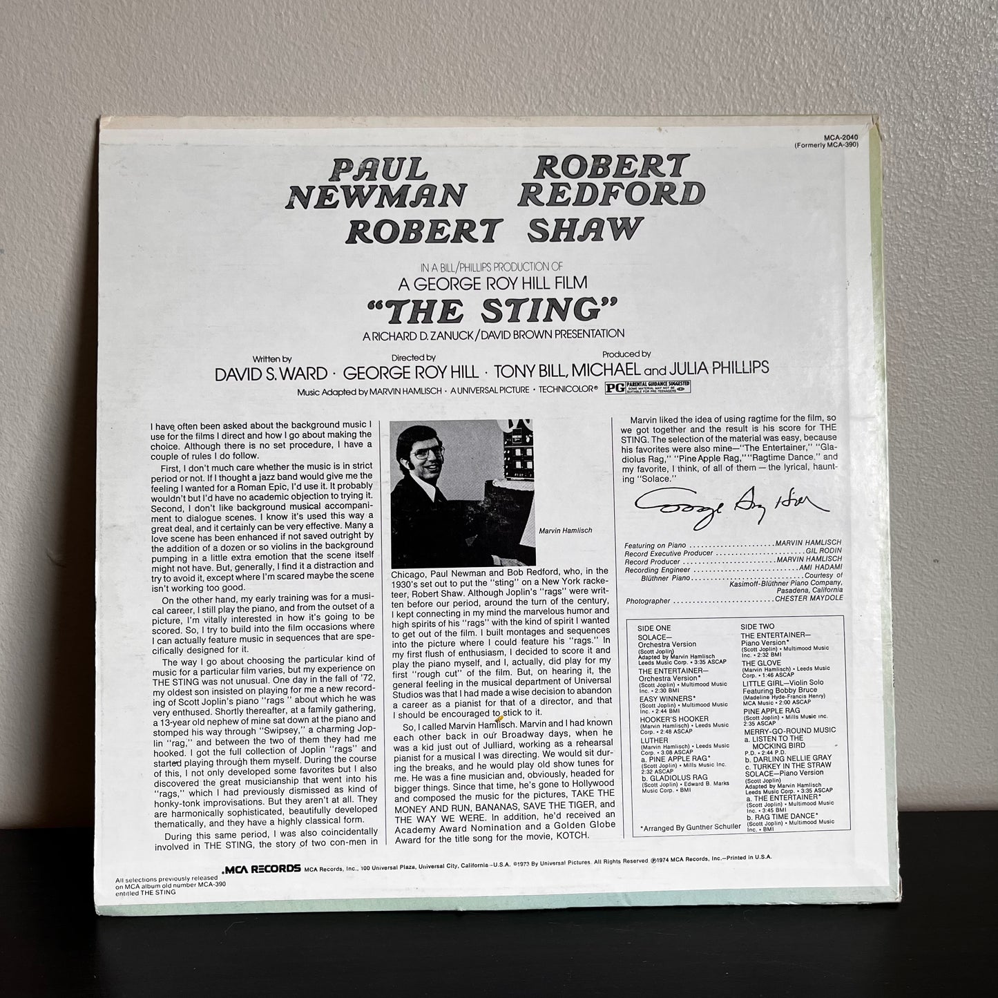 "The Sting" Scott Joplin Used Vinyl VG+ Condition MCA-2040