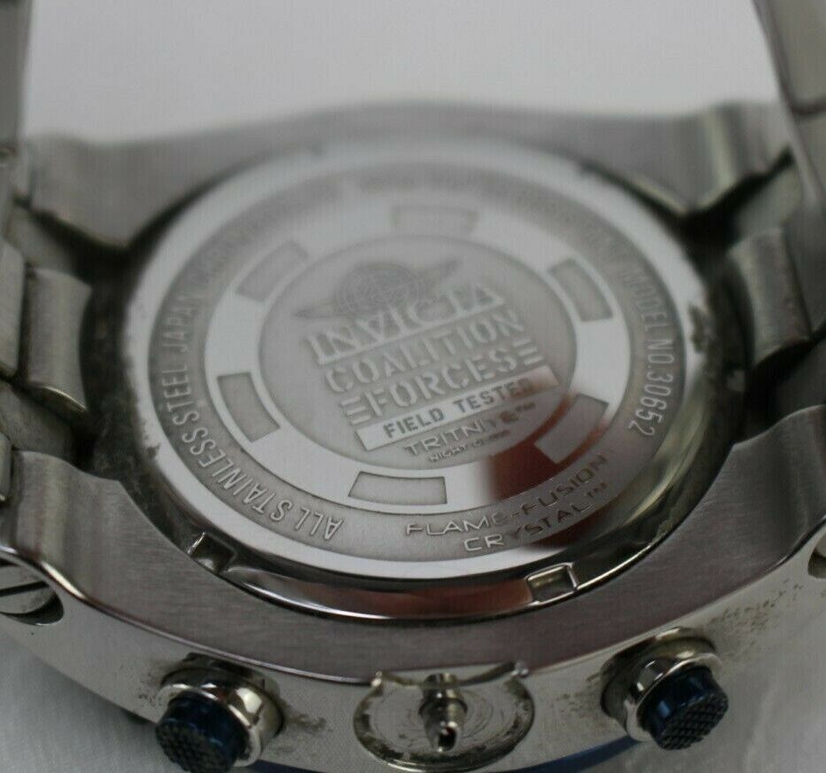 Invicta 30652 50MM Coalition Forces Quartz Stainless Steel Watch Used Broken