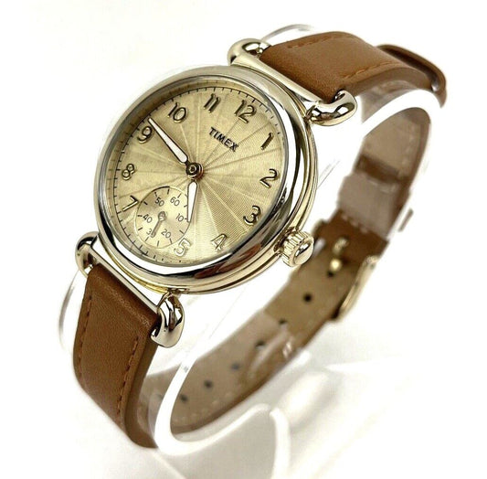 Timex TW2T88000VQ The Model 23 Collection Women's Leather Strap Watch New