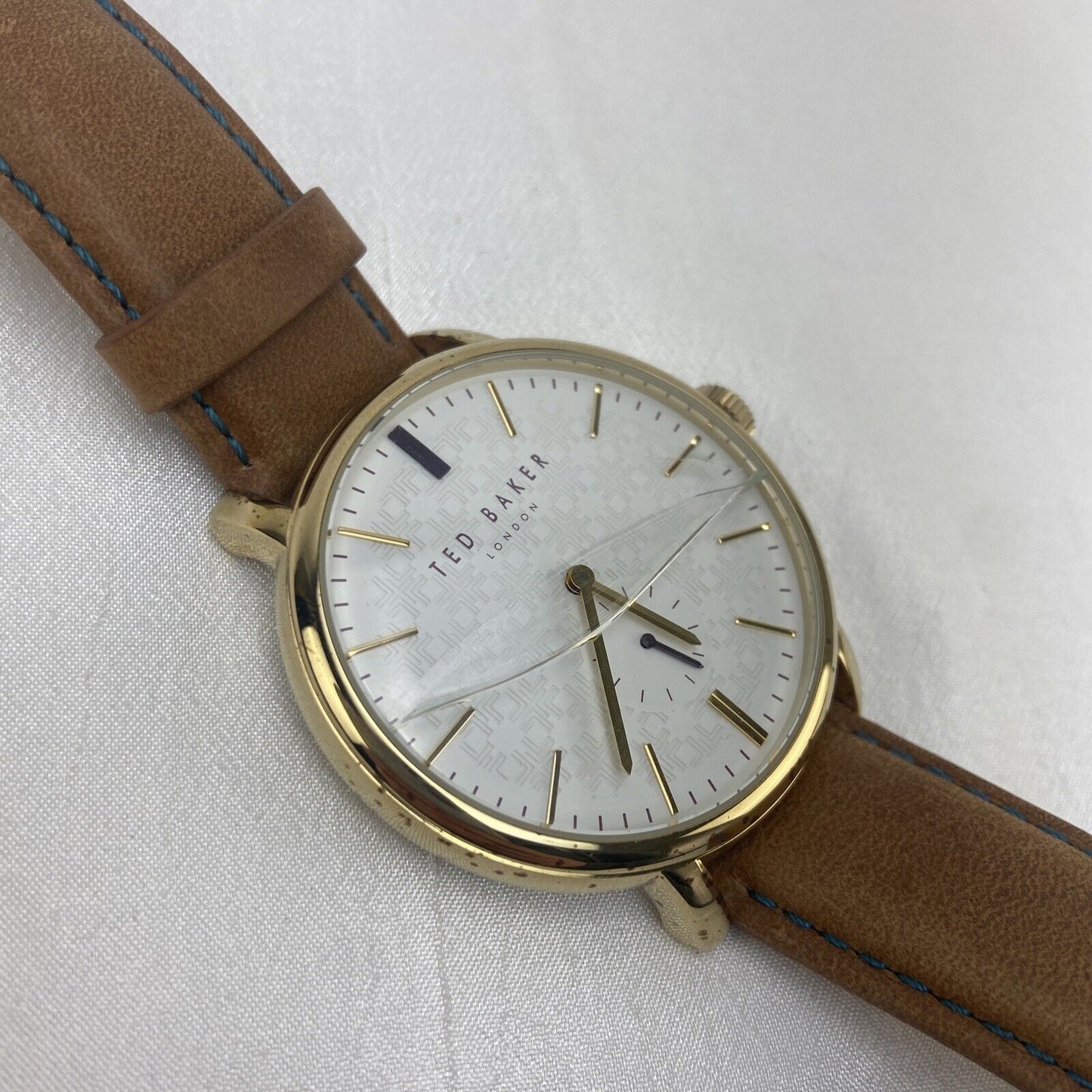 Ted Baker TE15193011 Men's Watch Gold Hamilton Case Used No Box Cracked Works