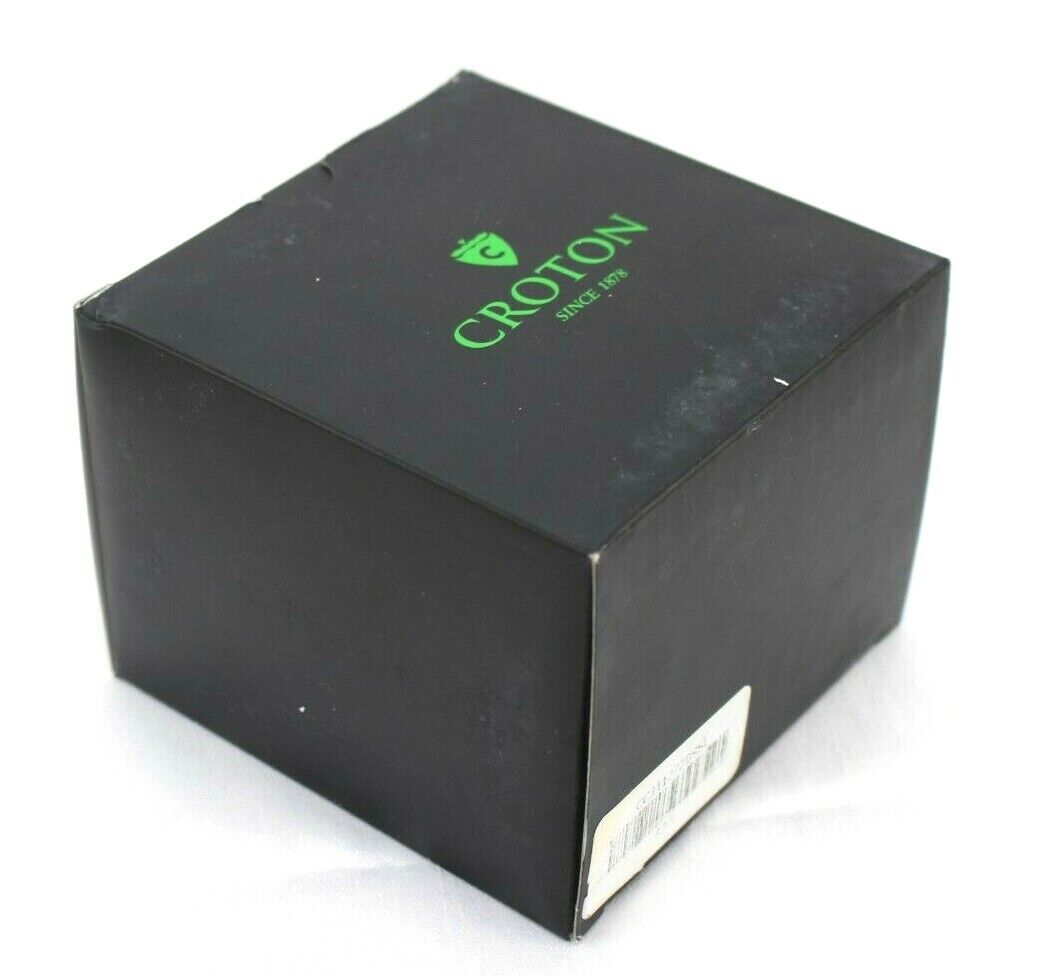 Croton CC311273 Chronomaster Silvertone Stop Watch Black Leather Band New Works