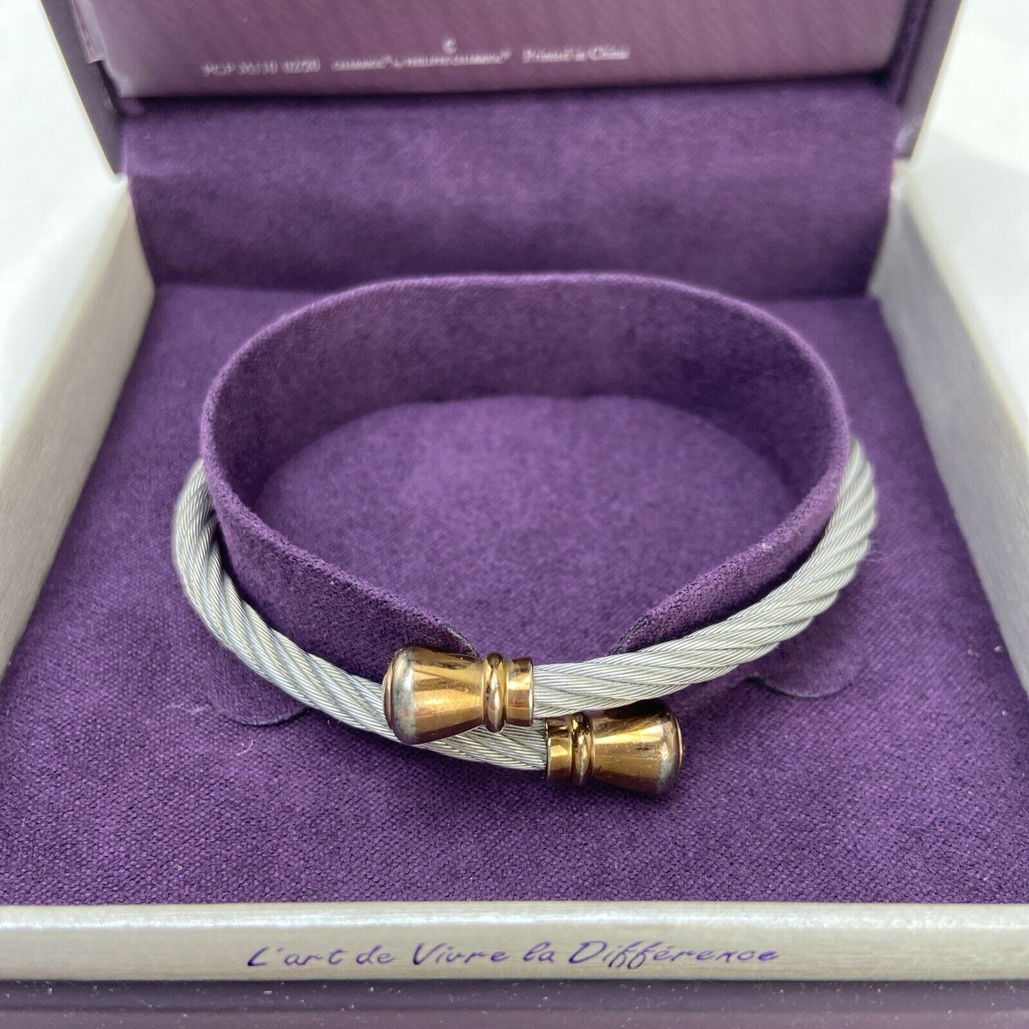 Charriol 04-102-00142-1M Silver Gold Ring Bangle Celtic Used Size Unknown W/ Box