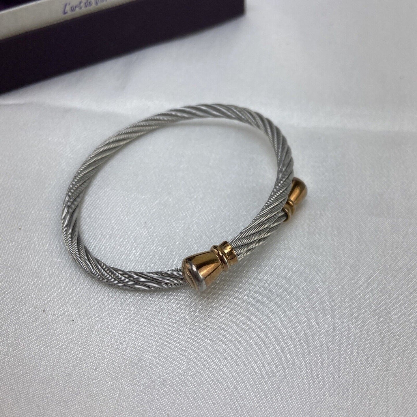 Charriol 04-102-00142-1M Silver Gold Ring Bangle Celtic Used Size Unknown W/ Box