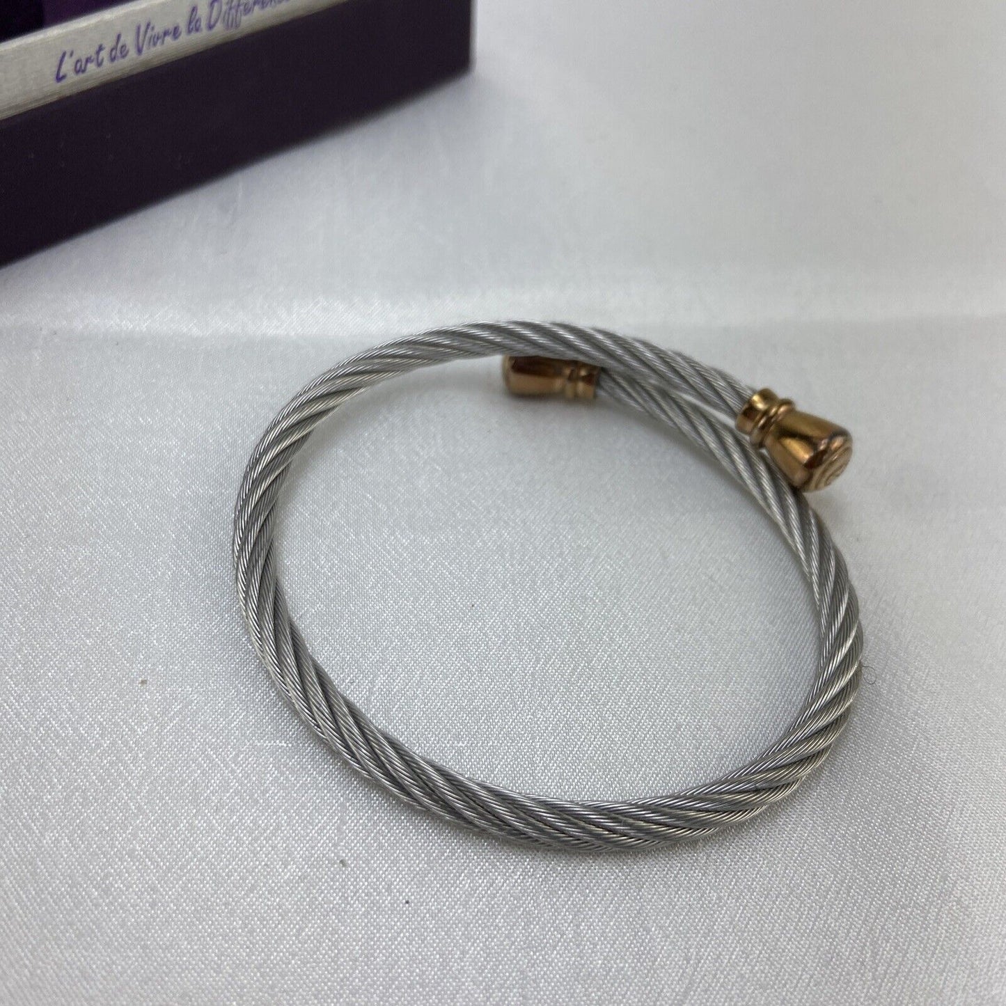 Charriol 04-102-00142-1M Silver Gold Ring Bangle Celtic Used Size Unknown W/ Box