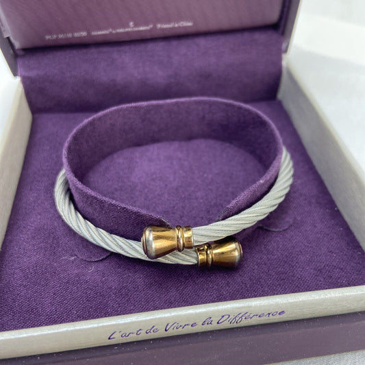 Charriol 04-102-00142-1M Silver Gold Ring Bangle Celtic Used Size Unknown W/ Box