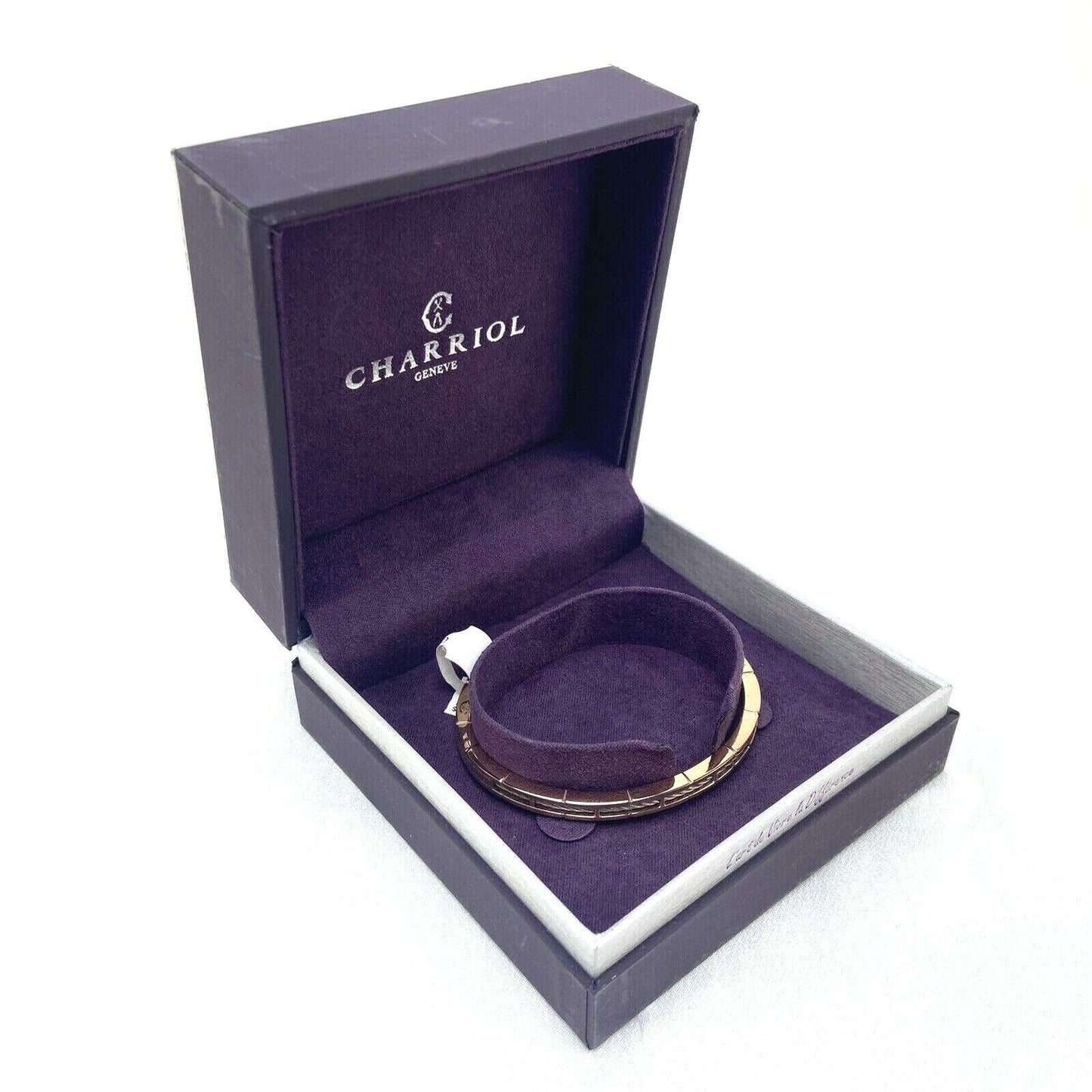 Charriol 04-102-1139-21L Size Large Forever Slim Svart Rose Gold PVD Bangle New