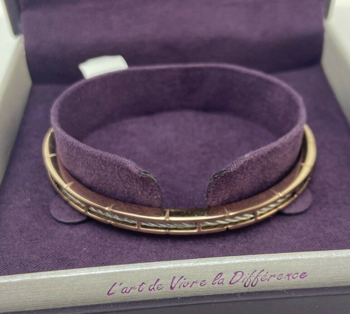 Charriol 04-102-1139-21L Size Large Forever Slim Svart Rose Gold PVD Bangle New