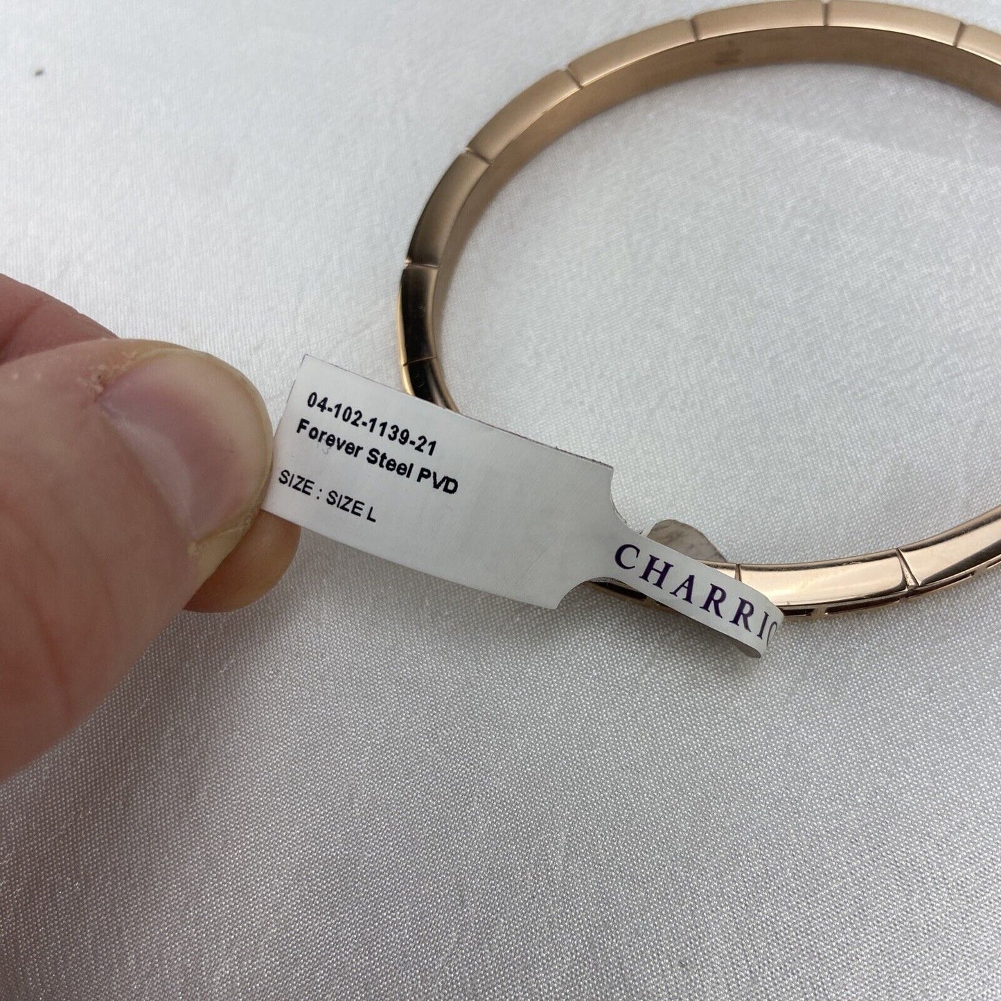 Charriol 04-102-1139-21L Size Large Forever Slim Svart Rose Gold PVD Bangle New