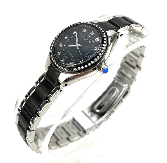 Citizen EW2559-51E Eco-Drive Silhouette Crystal Two-Tone Watch Used Scratched