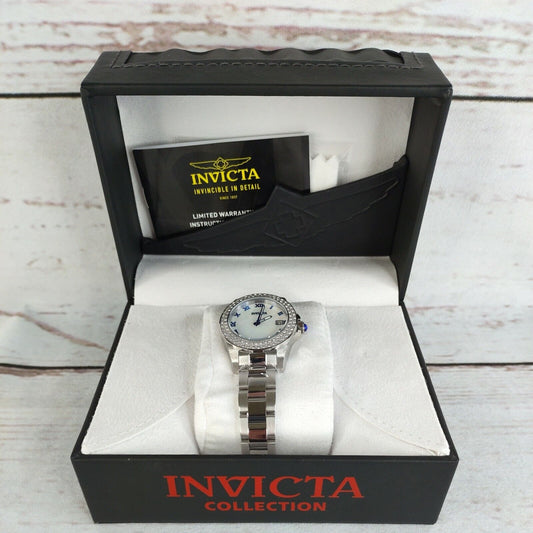 Invicta 36069 Angel Lady Ladies Quartz Watch 34mm Stainless Steel 100M New Works