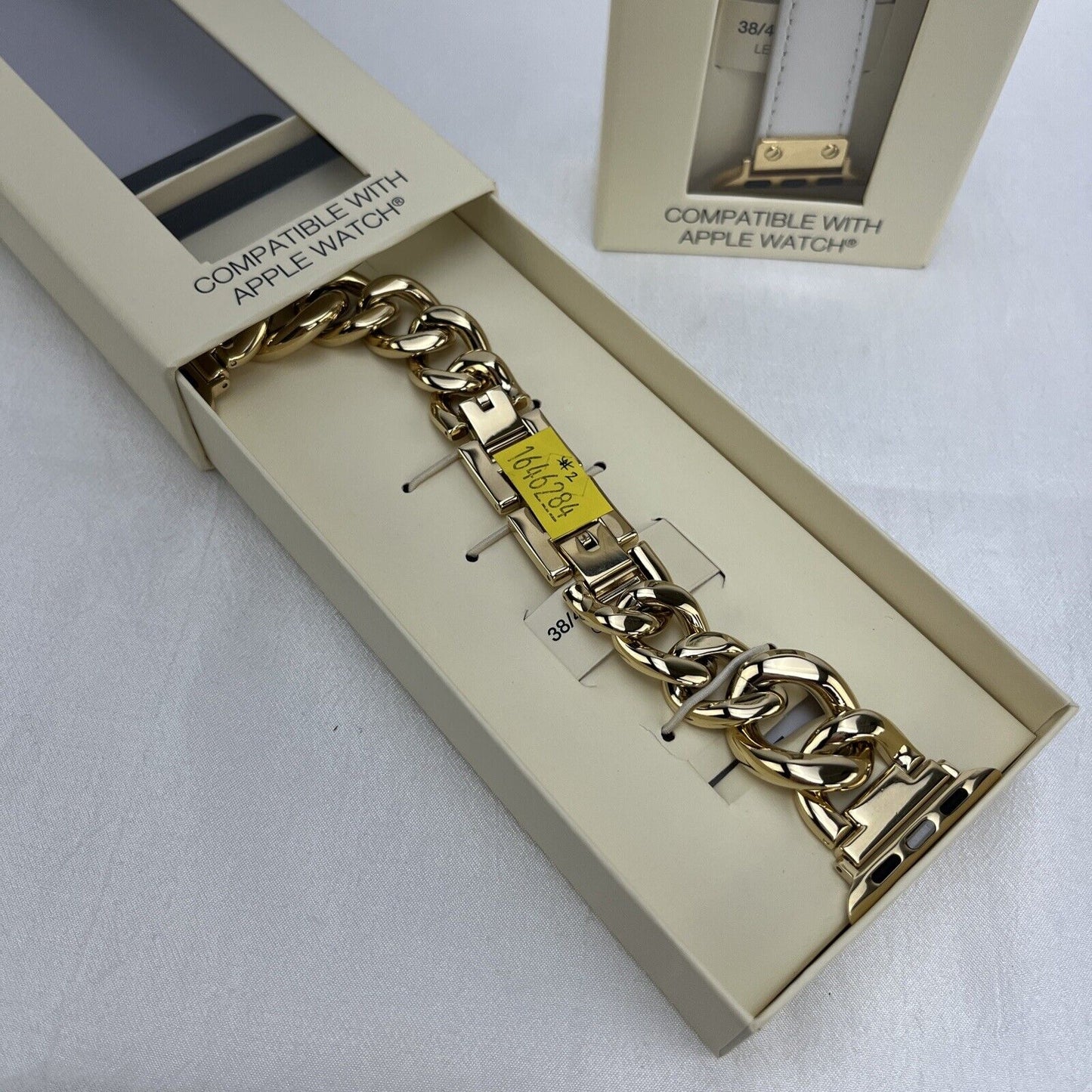 Anne Klein WK/30083840 Bryant Collection 38-41mm Gold/White Apple Watch Band Set