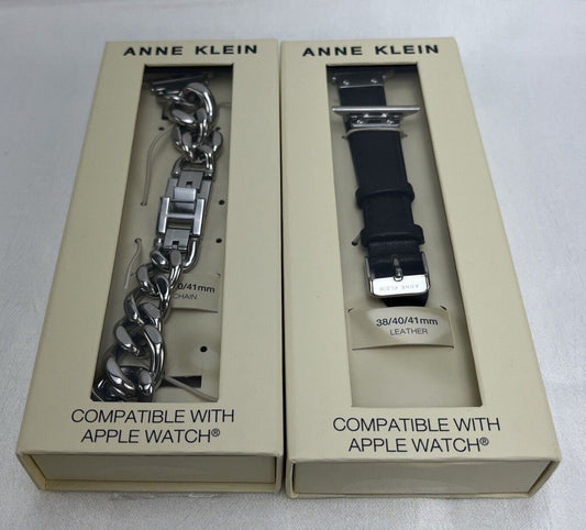 Anne Klein WK/30103840 Bryant Park Collection 38-41mm Silver/Black Band Set Used