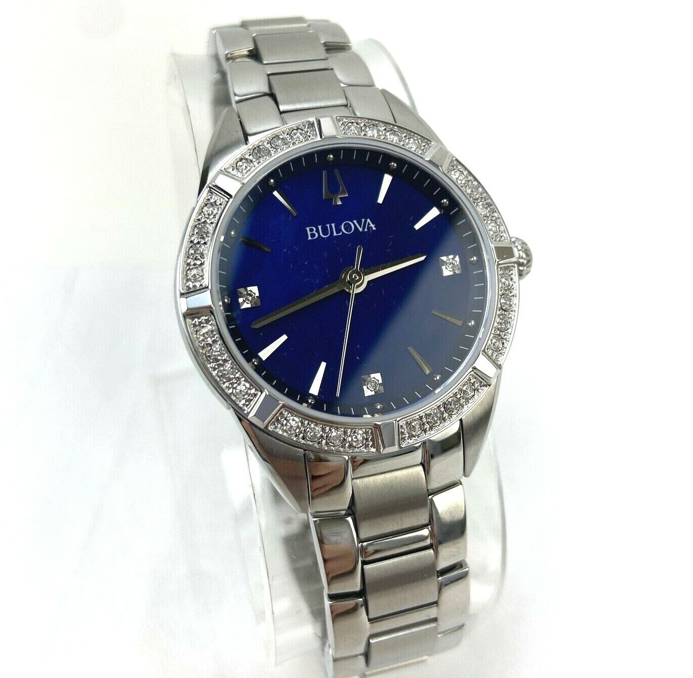 Bulova 96R243 Ladies Sutton Stainless Steel Quartz Diamond Watch New No Tags