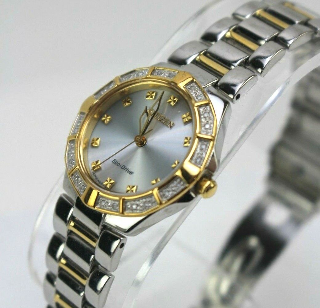 Citizen EW0894-57D Eco Drive Silhouette Swarovski Crystal Dress Watch Used