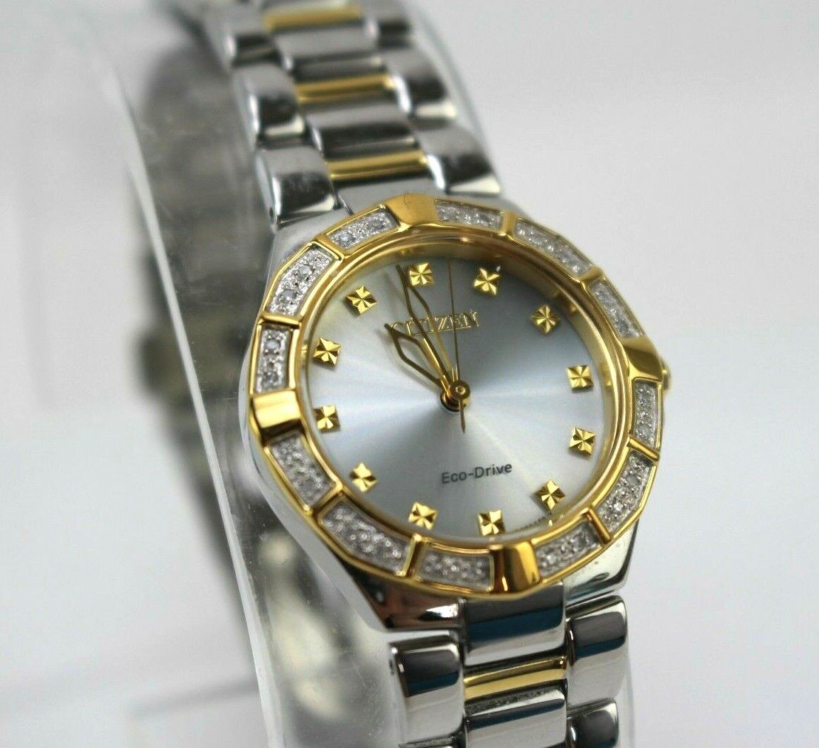 Citizen EW0894-57D Eco Drive Silhouette Swarovski Crystal Dress Watch Used