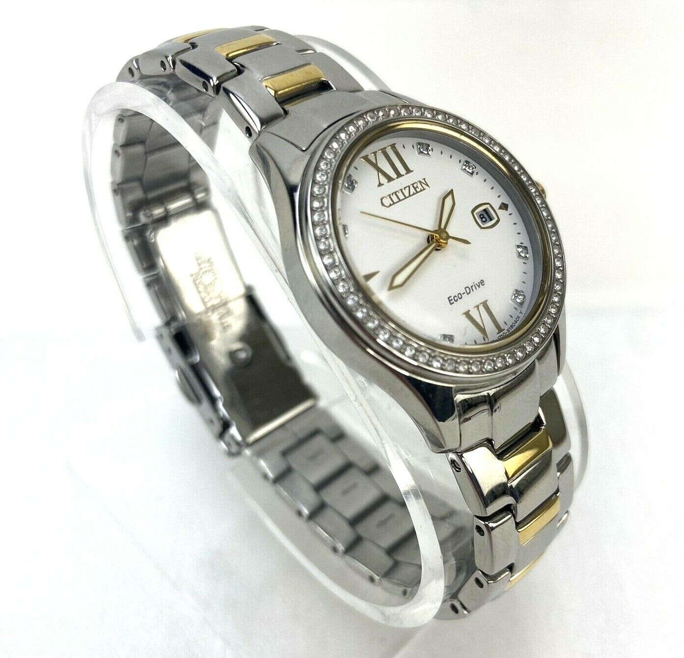 Citizen FE1144-85B Eco-Drive Quartz Stainless Casual MOP Watch Used In Box Works