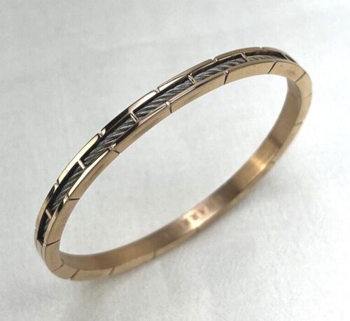 Charriol 04-102-1139-21L Size Large Forever Slim Svart Rose Gold PVD Bangle New