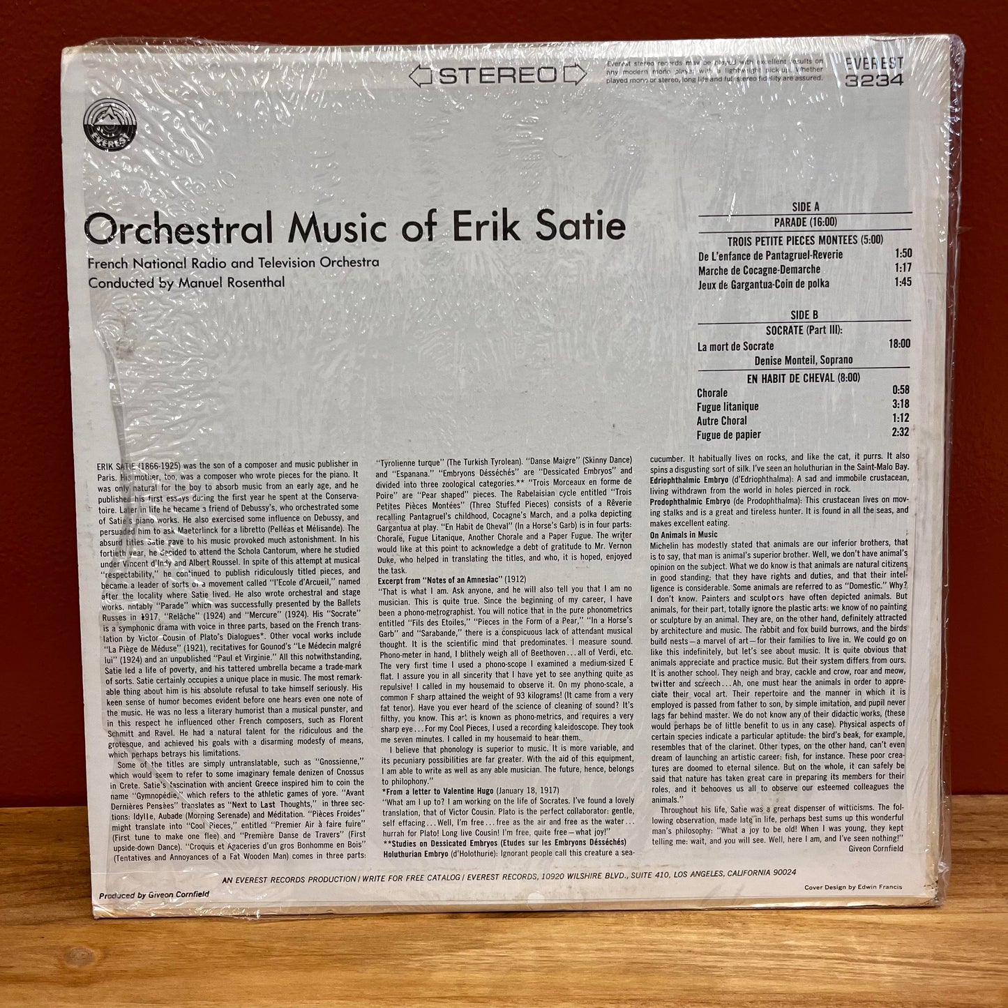 Orchestral Music of Erik Satie - Everest 3234 Used VG+ Vinyl