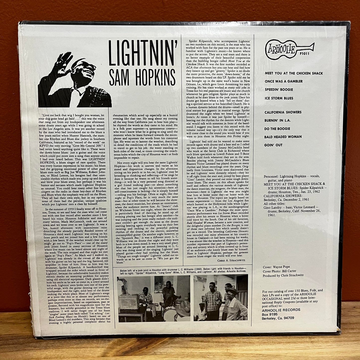 Lightnin' Sam Hopkins Arhoole F1011 Used NM Vinyl