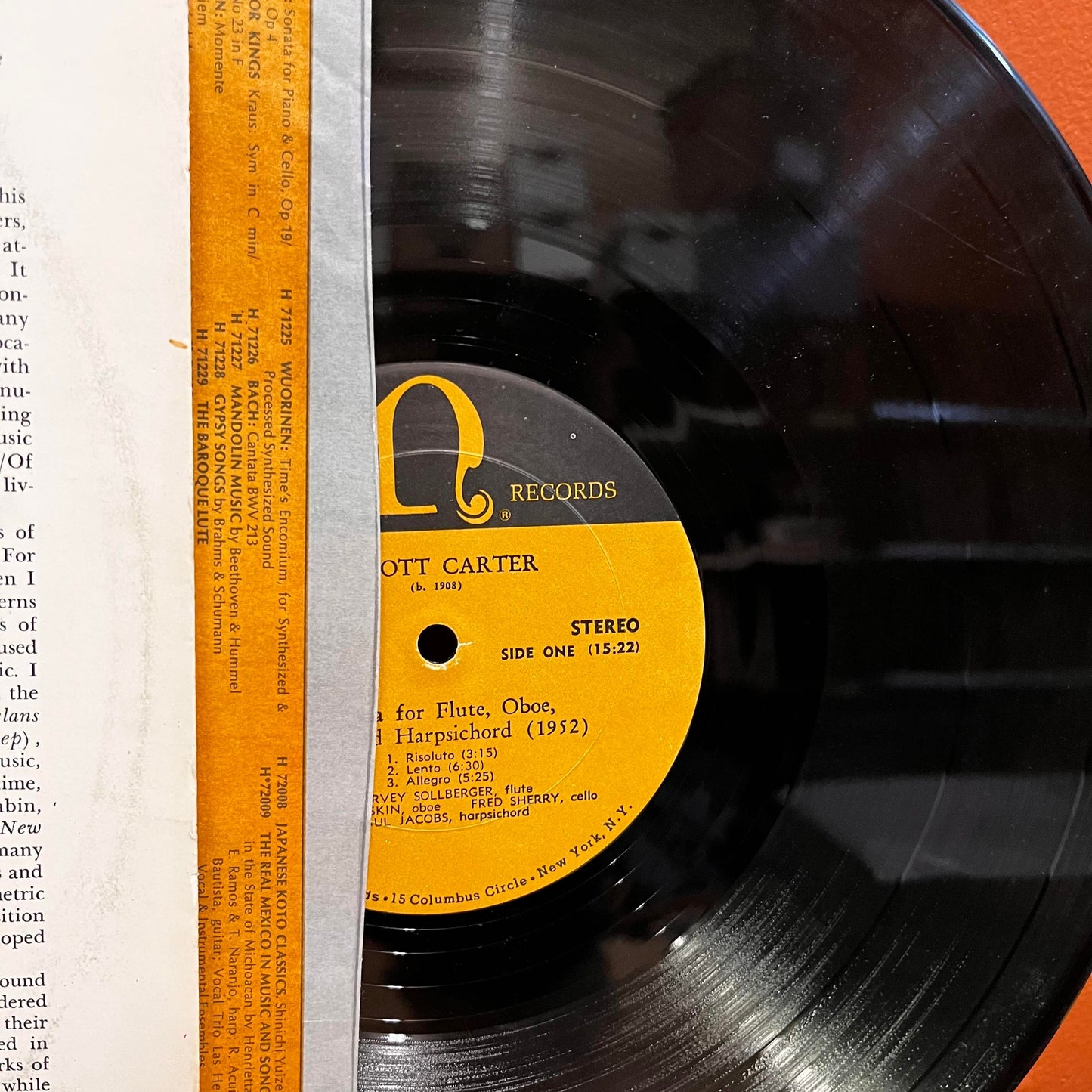 Elliott Carter - Sonata for Flute, Oboe.. Sonata for Cello & Piano H-71234 Used Vinyl