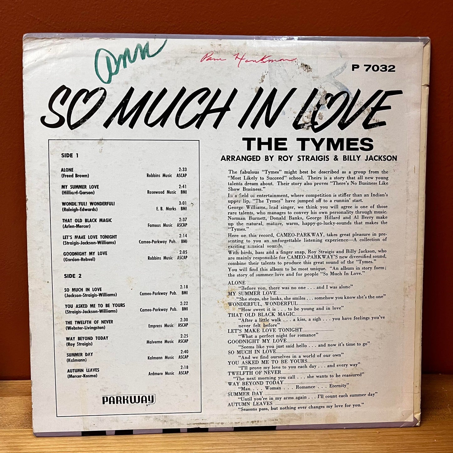 So Much In Love: The Story of a Summer Love - The Tymes P-7032 Used Vinyl VG
