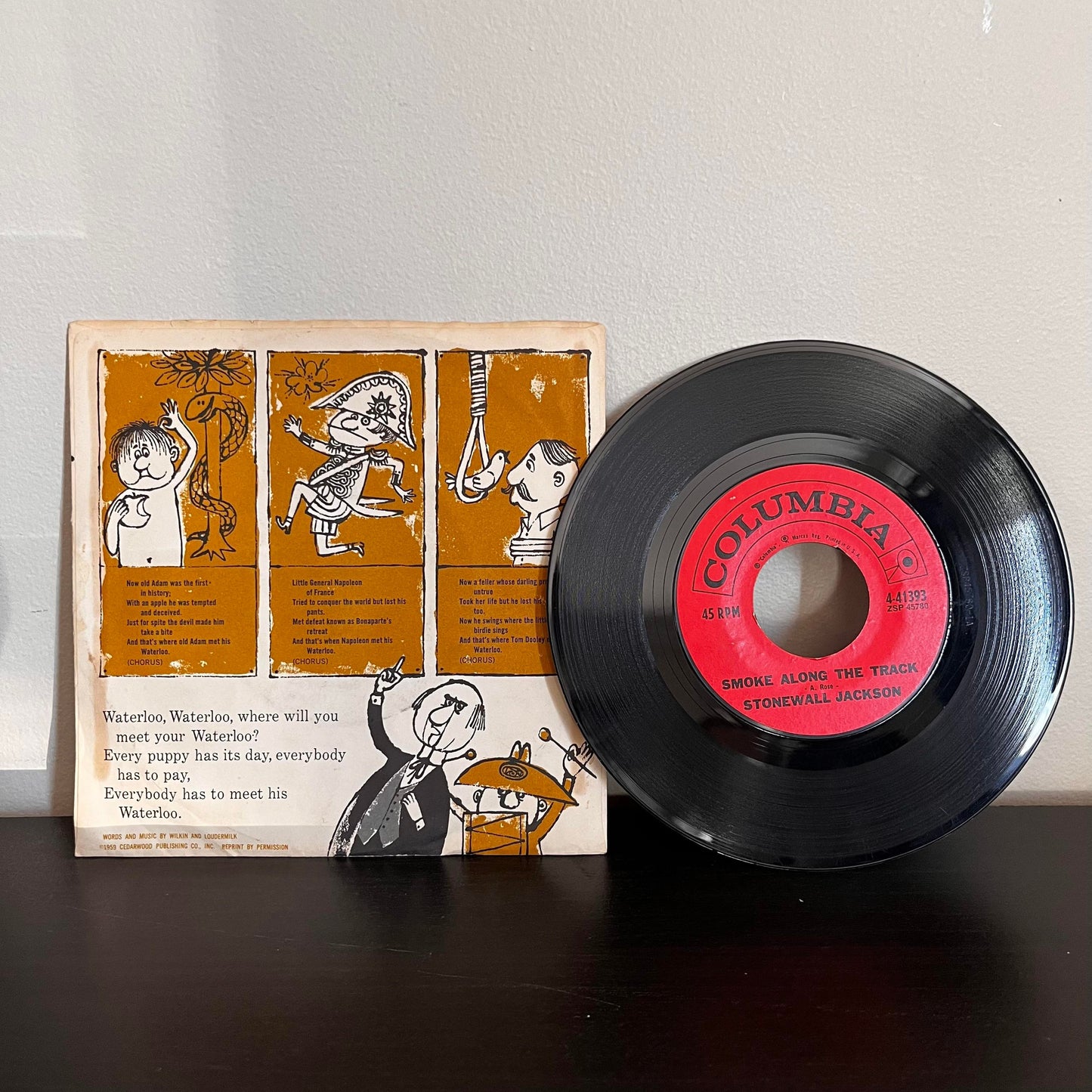 Stonewall Jackson Waterloo 45 RPM Columbia 4-41393 EX Vinyl