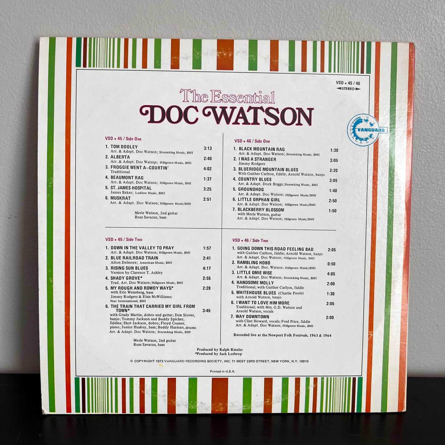 The Essential Doc Watson Vanguard Twofers VSD 45/46 1973 Gatefold Vinyl VG