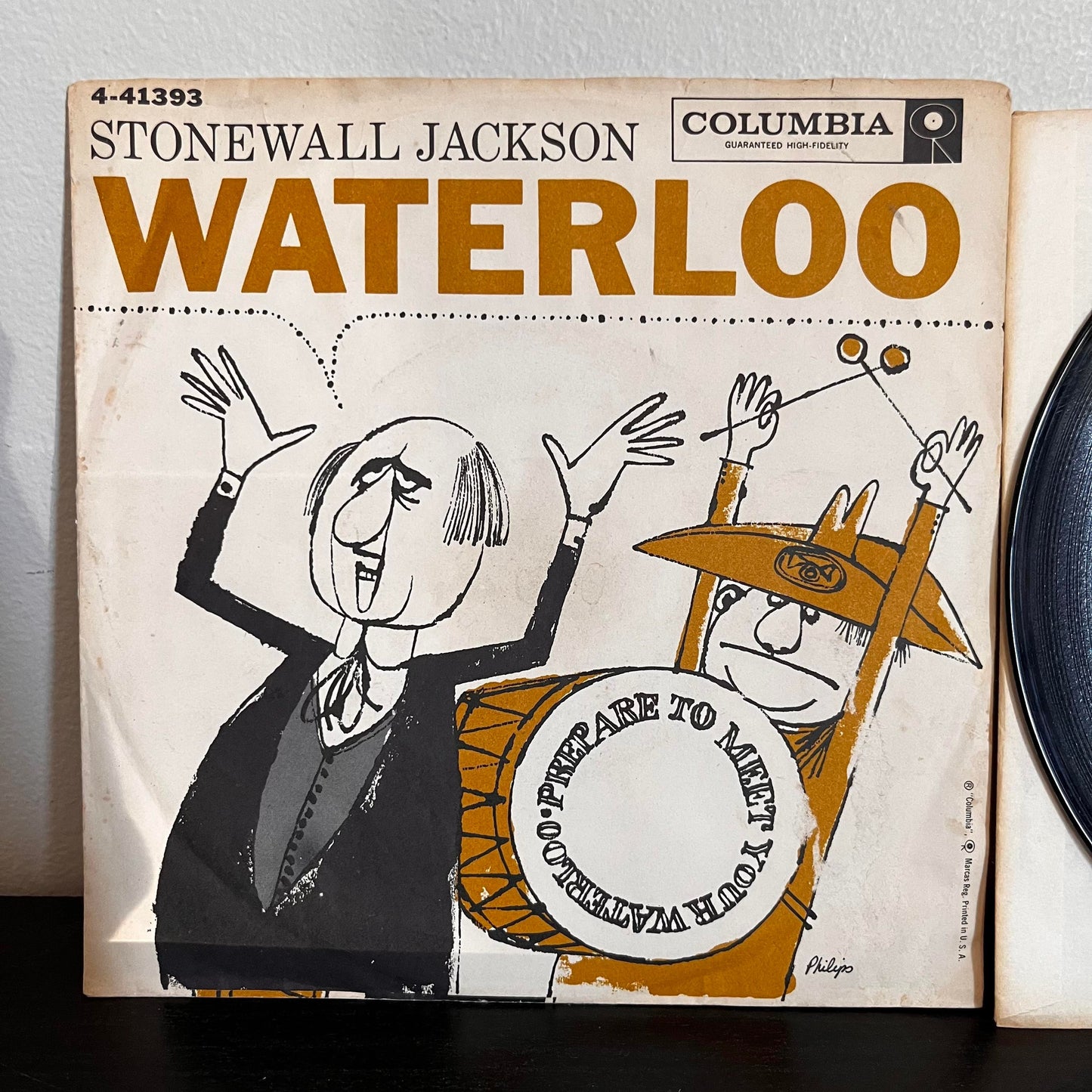 Stonewall Jackson Waterloo 45 RPM Columbia 4-41393 EX Vinyl