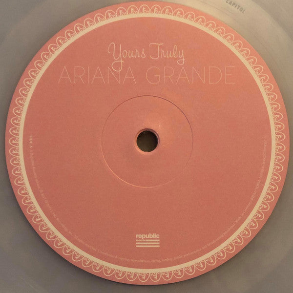 Newest Ariana Grande clear Yours Truly vinyl